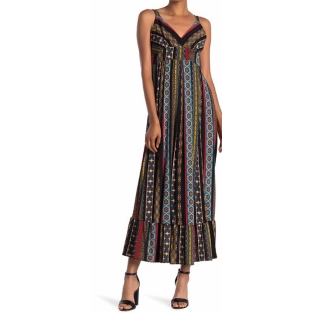 Tahari | Tile stripes pattern maxi dress | Size M